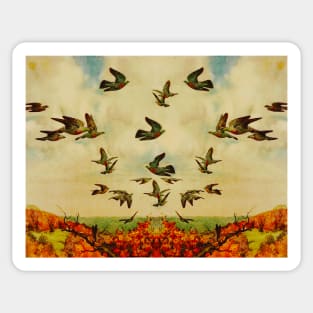 Birds flying in the bright sky Sticker